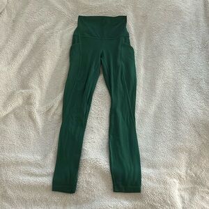 Lululemon Wunder Train High-rise tight leggingsd with pockets in green